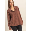 Chestnut Suede Button-Up Shirt