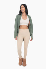 Taupe Fleece Lined Poly-Blend Leggings