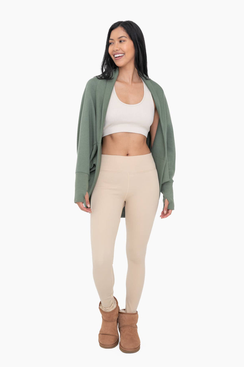 Taupe Fleece Lined Poly-Blend Leggings