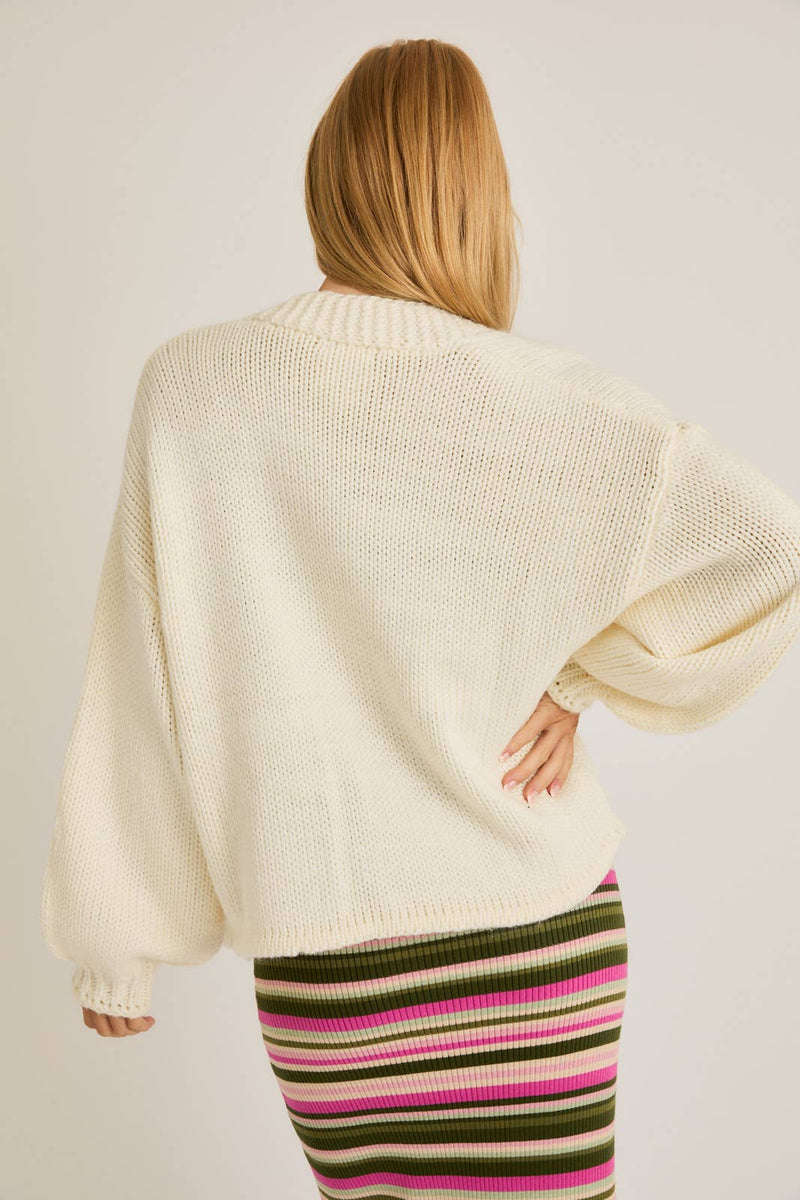 Cream Boxy Open Cardigan