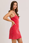 Red Denim Bustier Mini Dress