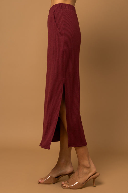 Red Sweater Midi Skirt