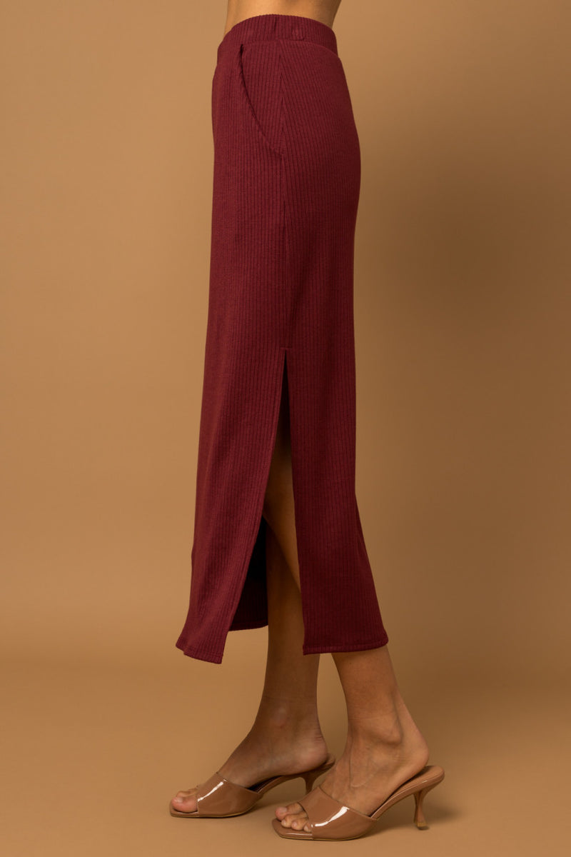 Red Sweater Midi Skirt
