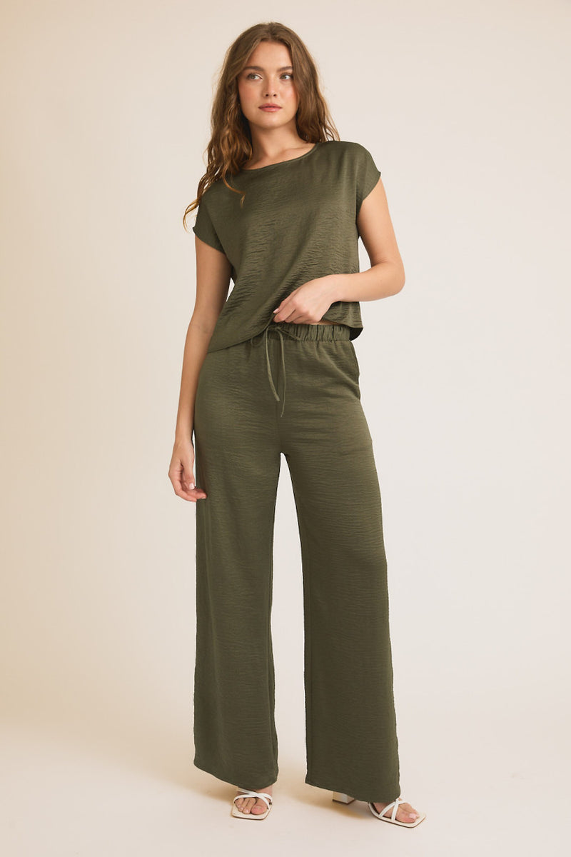 Satin Olive Pants