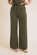 Satin Olive Pants
