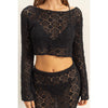 Black Open Stitch Knit Long Sleeve Crop Top