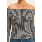 Off-Shoulder Charcoal Top