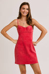 Red Denim Bustier Mini Dress