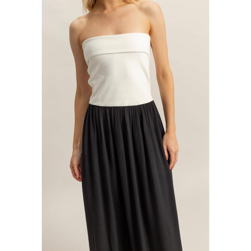 Two-Tone Tube Top Maxi Dresss