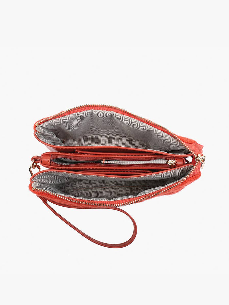 Riley Black 3 Compartment Crossbody/Wristlet