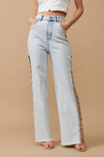 Cut Out At Side w/ Jeweled Jeans