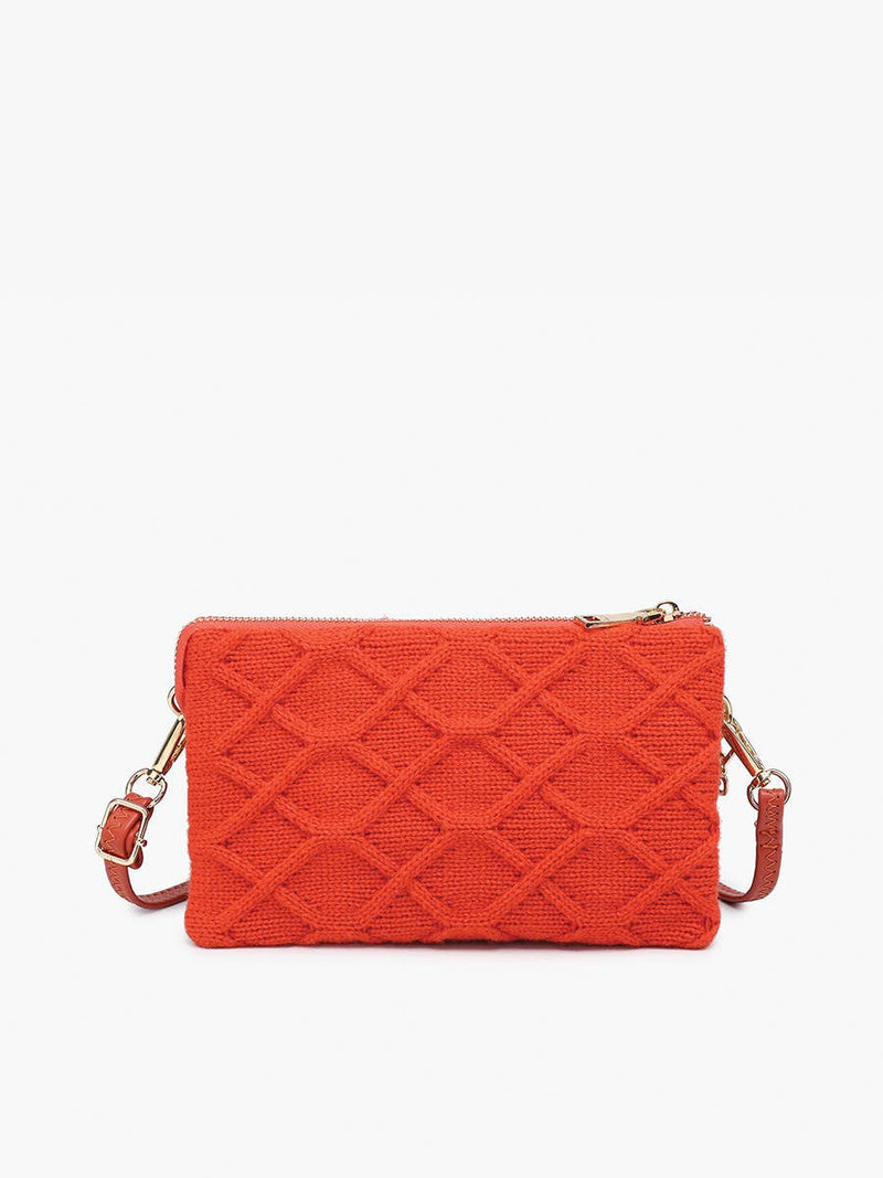 Riley Beige Sweater 3 Compartment Crossbody/Wristlet