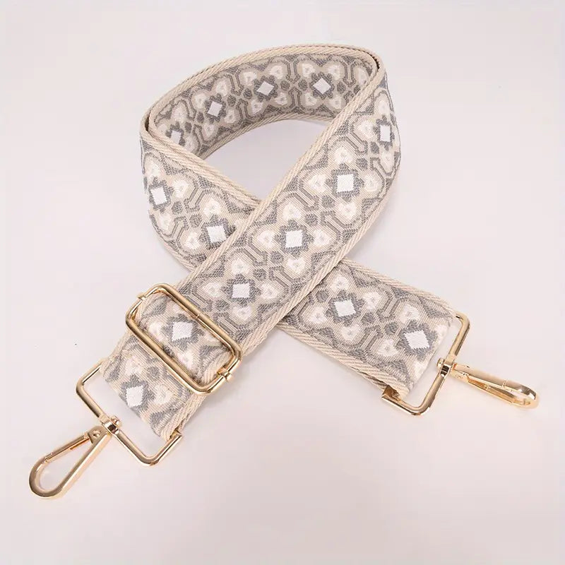 Floral Grey Beige Bag Strap
