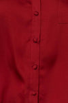 Wine Red Satin Boxy Button Down Blouse