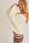 Cream Boxy Open Cardigan