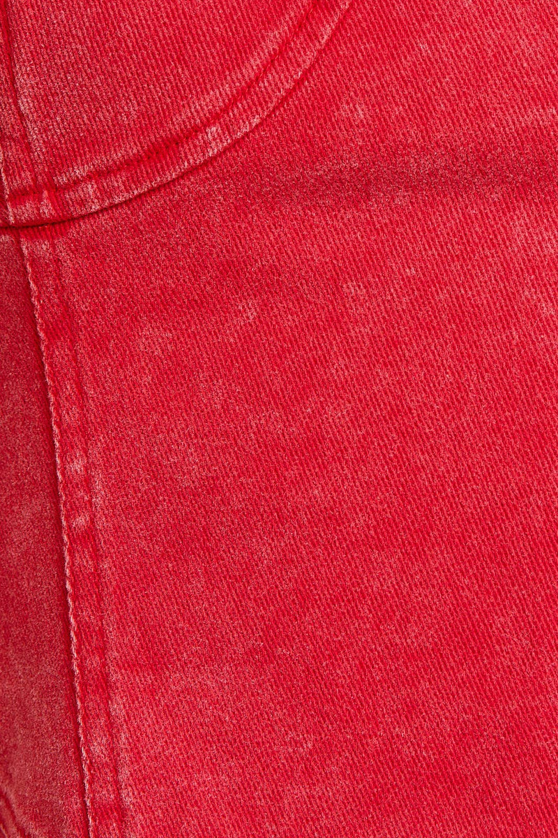 Red Denim Bustier Mini Dress