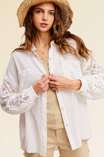 White Gauze Button Down Shirts