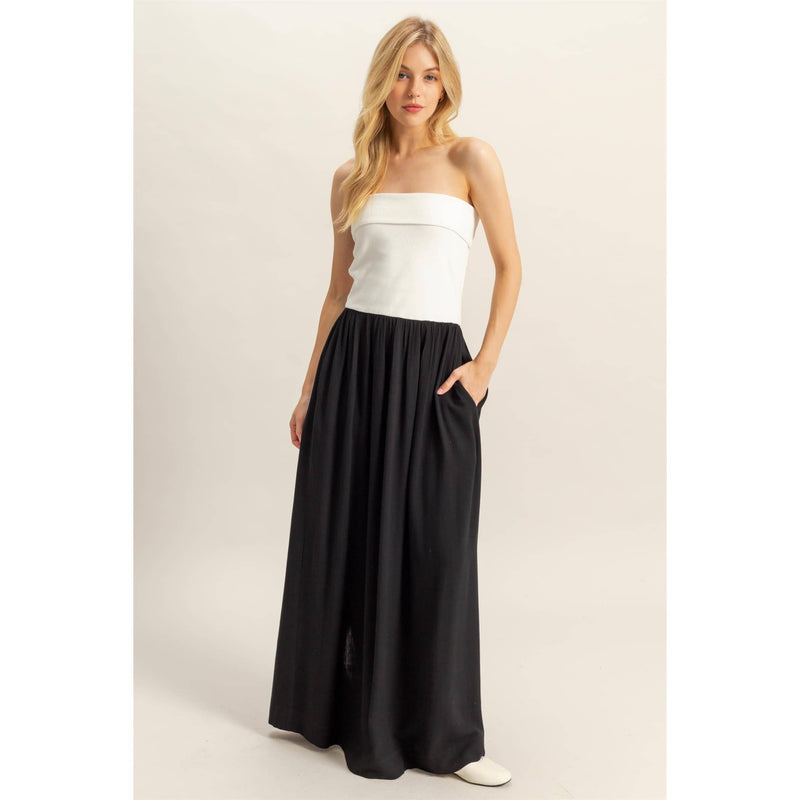 Two-Tone Tube Top Maxi Dresss