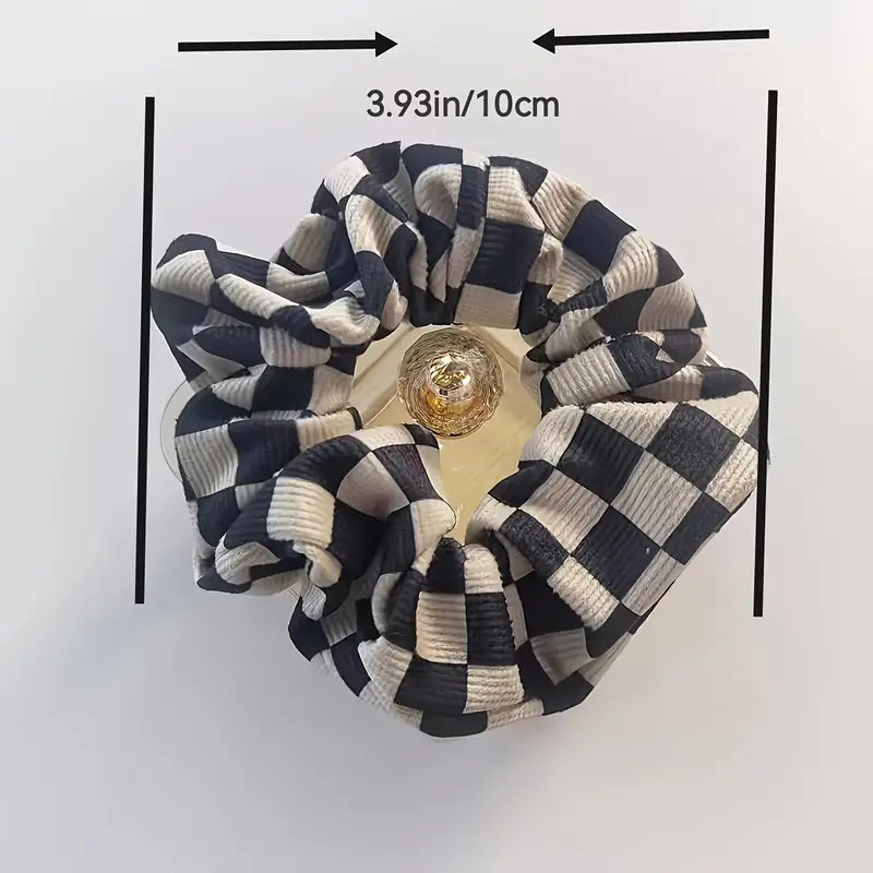 Black and Brown Checkered Scrunchies Set of 2