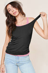 Black Stretchy Ribbed Tank Top