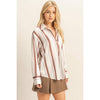 Striped Brown Cream Button-Down Shirt