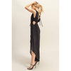 Black V-Neck Side Cutout Curved Hem Jumpsuit