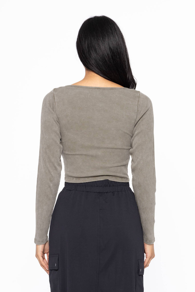 Sweetheart Ivy Green Ribbed Crop Top