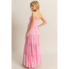 Light Pink Strapless Ruched Bust Tiered Maxi Dress