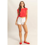 Red Tie Detail Bubble Hem Top