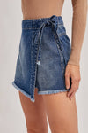 Denim Front Tie Mini Skort