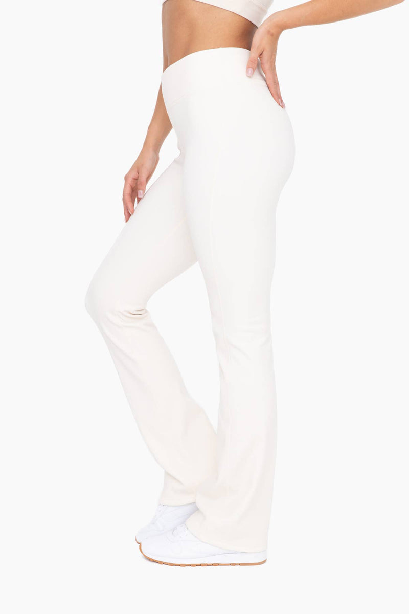 White Fleece Lined Flared Leggings