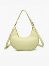 Pastel Yellow Aria Whipstitch Crescent Shoulder Bag
