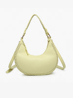 Pastel Yellow Aria Whipstitch Crescent Shoulder Bag