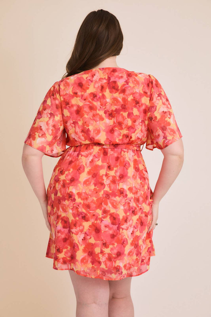 Megan Waist Tie Floral Print Dress (S-3XL)