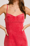 Red Denim Bustier Mini Dress