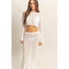 White Open Stitch Knit Long Sleeve Crop Top