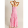 Light Pink Strapless Ruched Bust Tiered Maxi Dress