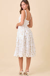 Low V-neck Midi Dress With 3D Floral Fabric