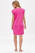 Pink Cap Sleeve Scuba A-Line Dress