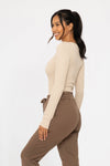 Seamless Ribbed Oat Milk Top