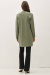 Open Front Olive Knit Sweater Coat
