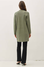 Open Front Olive Knit Sweater Coat