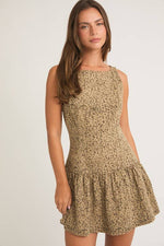 Boat Neck Mocha Animal Print Low Waist Dress
