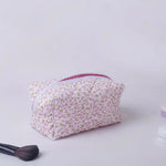 Pink Floral Quilted Cosmetic Bag