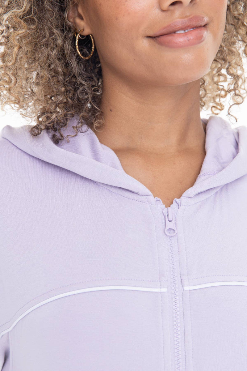 Lilac Dolman Sleeve Fleece Hoodie