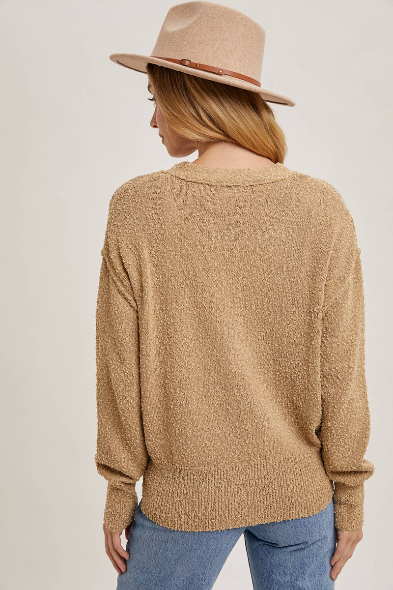 Taupe Button Down Sweater Cardigan