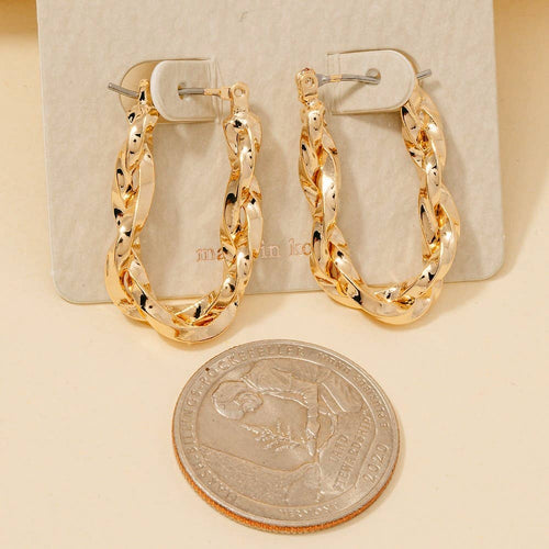Twisted Oval Latch Hoop Earrings
