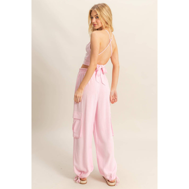 Light Pink Crop Top + Cargo Pants (SET)