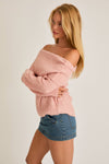 Pink Off The Shoulder Sweater Top