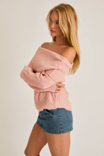Pink Off The Shoulder Sweater Top